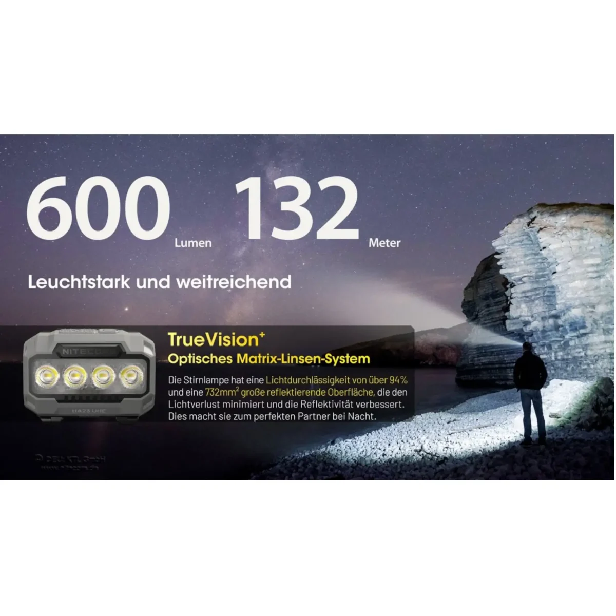 Nitecore Stirnlampe HA23 UHE - 600 Lumen schwarz – Bild 8