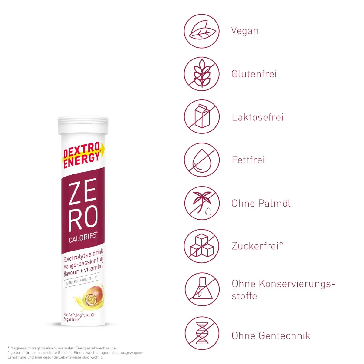 Elektrolyttabletten Dextro Energy Mango/Passionsfrucht + Vitamin C – Bild 2