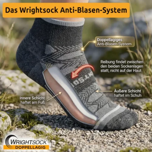 Wrightsock COOLMESH II doppellagige Wandersocke limette – Bild 5