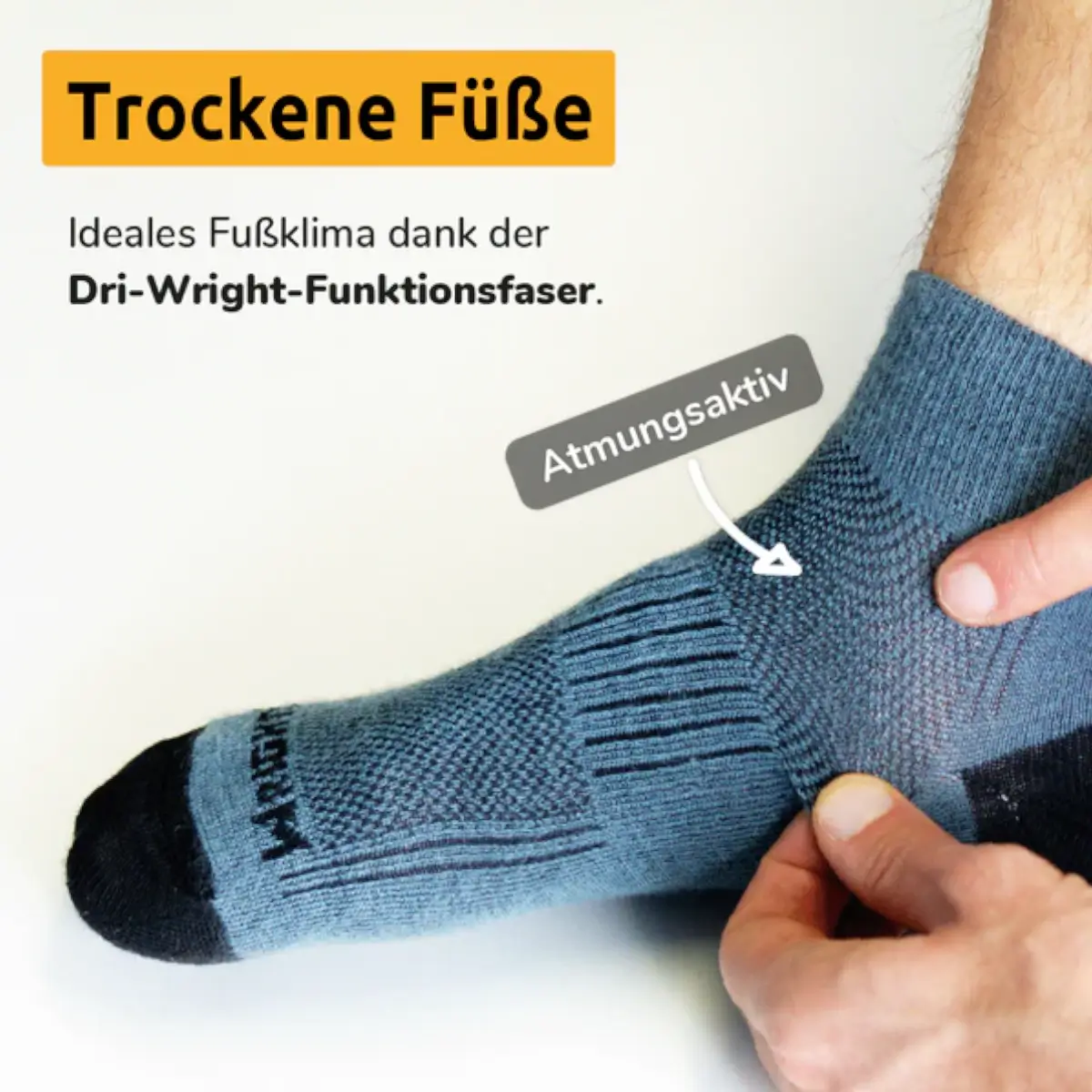 Wrightsock COOLMESH II doppellagige Wandersocke limette – Bild 6