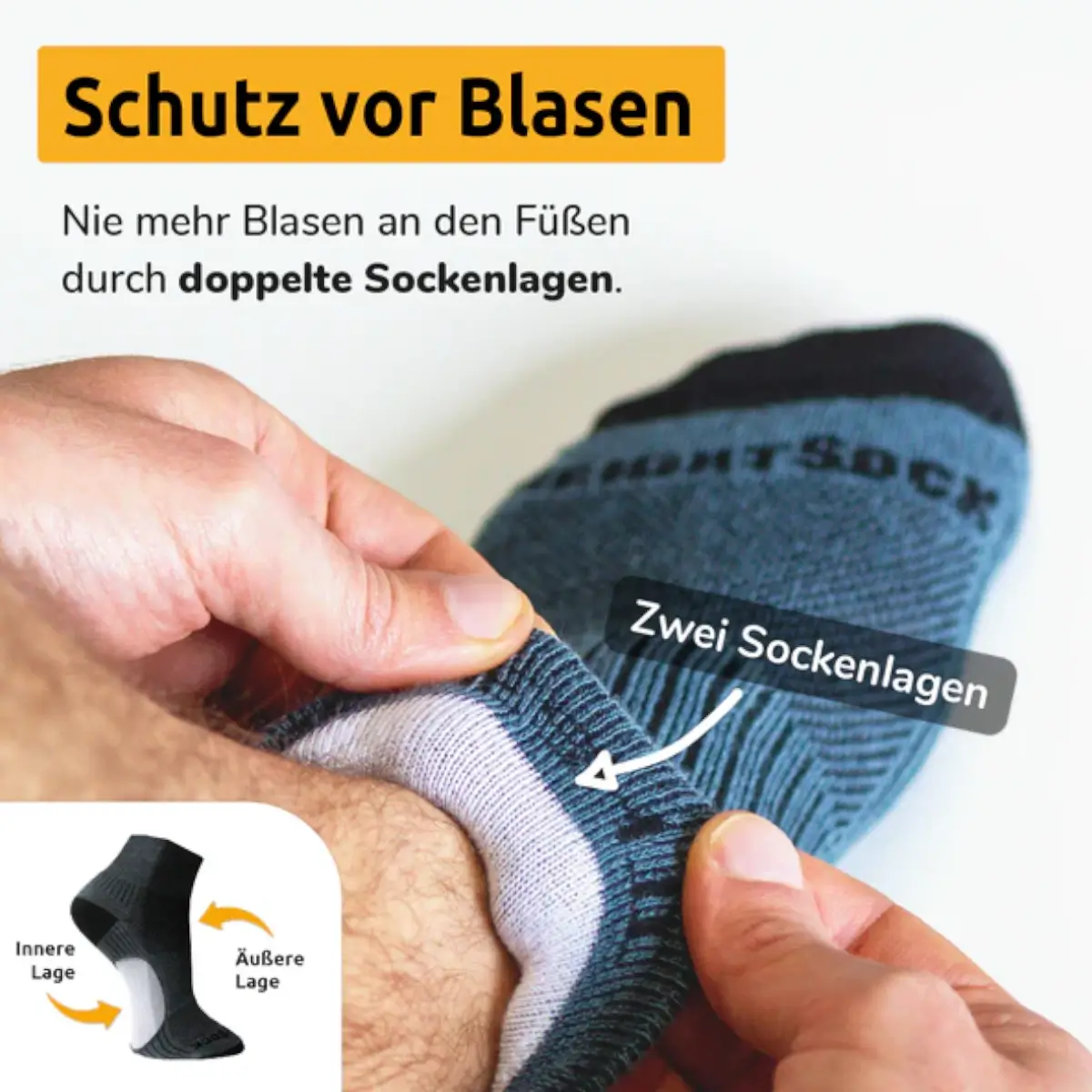 Wrightsock COOLMESH II doppellagige Wandersocke limette – Bild 8